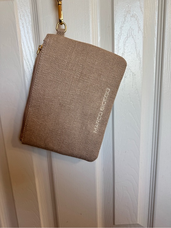 Marco Bicego Handbags - Marco Bicego Beige Canvas Wristlet with Gold Hardware